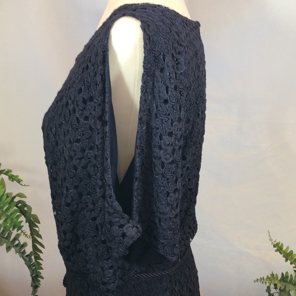 Jessica Howard Navy Blue Crochet Lace Dress Bateau Neckline Women’s Size 6 EUC - Picture 7 of 14
